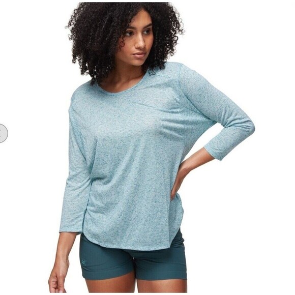Toad&Co Womens Ember 3/4 Sleeve Tee Sz M Linen Gorpcore Hiking Camping Outdoors - Picture 1 of 8